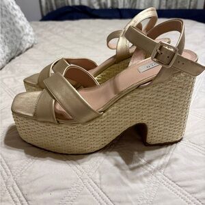 Steven By Steve Madden Gold Platform Wedges